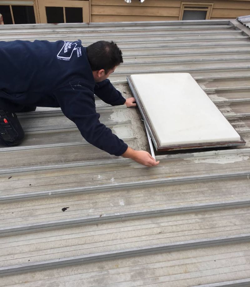 Skylight replacement work in progress